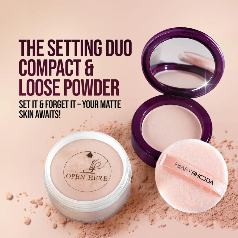 Hilary Rhoda Compact & Loose Powder | Beige | 2-in-1 Setting Powder for Oil Control & Matte Finish | Weightless | Blends Effortlessly | Long-Lasting | Hides Imperfections | for Indian Skintone | (Shade 03) 32g thumbnail 3